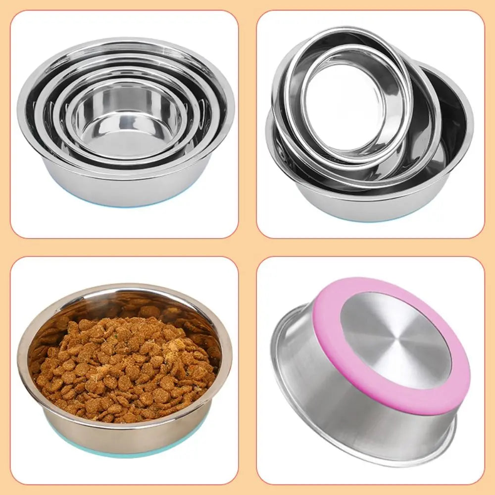 Silicone Bottom Dog Basin Anti-slip Stainless Steel Cat Dog Bowls Heat Resistant Extra Thick Cat Water Drinking Bowl Vue