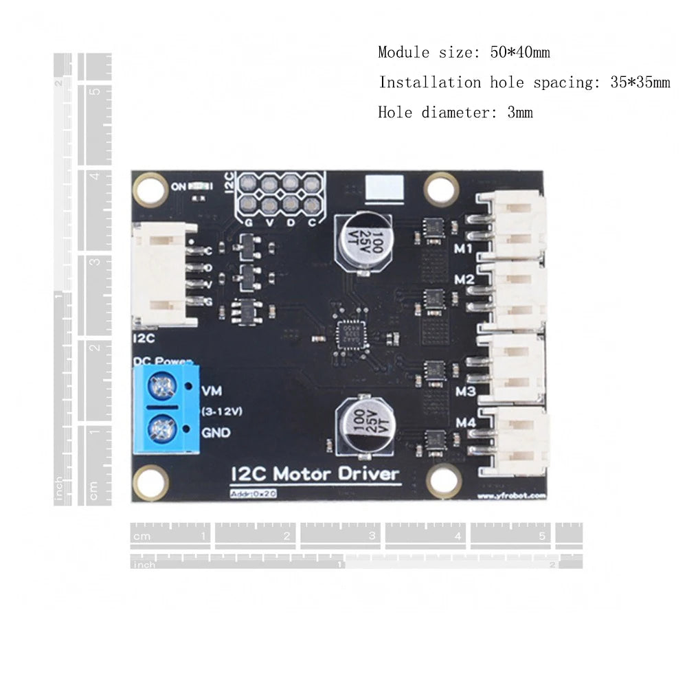 4 Channel I2C DC Motor Driver Module IIC Communication Smart Car Motor Controller 5V Logic Voltage 3-12V Drive Voltage Board Vue
