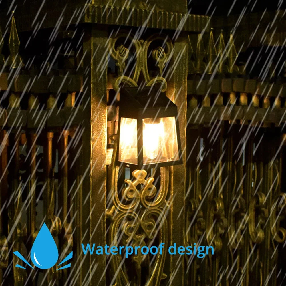 1-10PCS Solar Garden Wall Lantern Outdoor Waterproof Tungsten Filament Glow for Courtyard Fence Decorative Exterior Lighting Vue