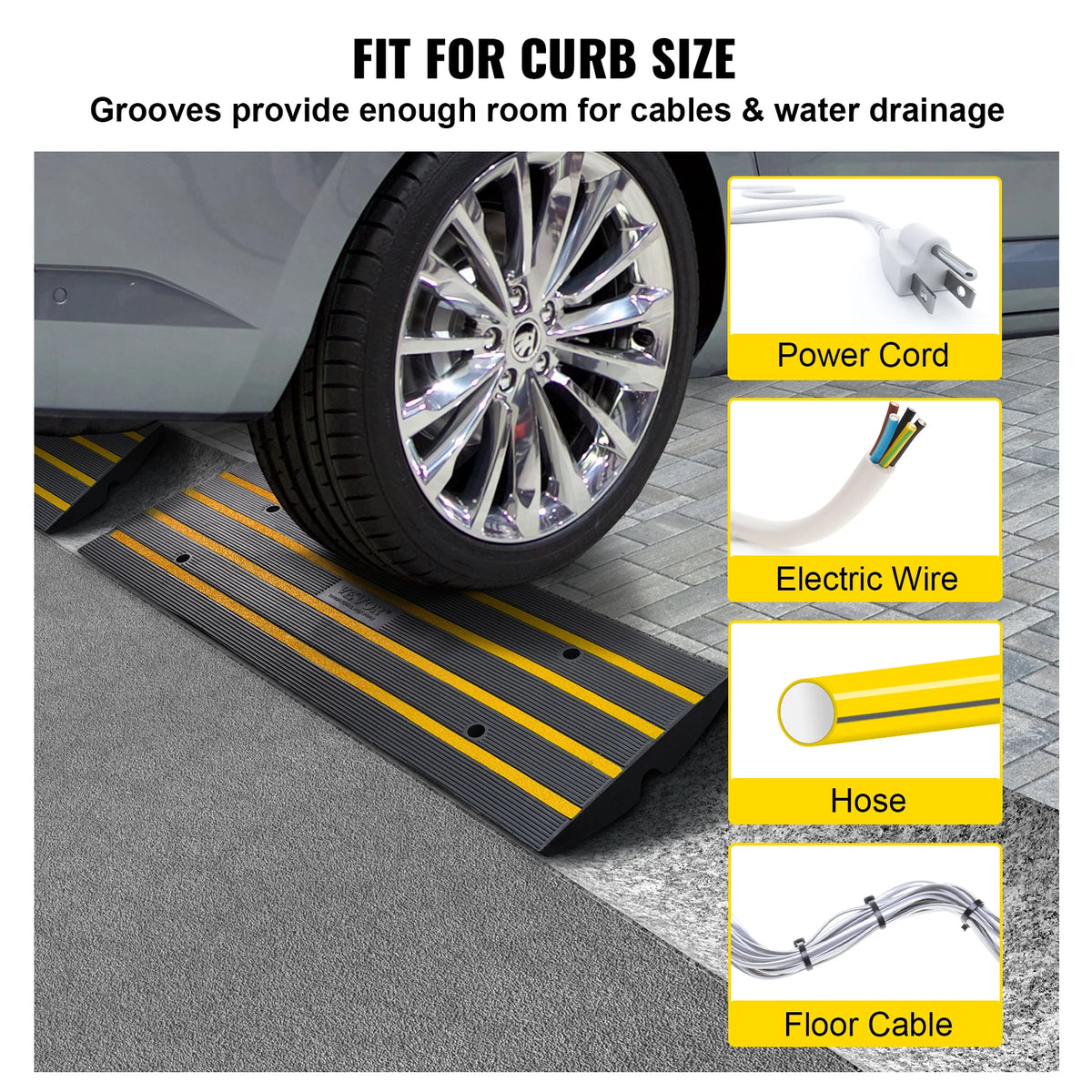 SucceBuy Rubber Curb Ramp | 15-Ton Driveway Threshold – 1/2/3 Pack Rubber Curb Ramp Vue