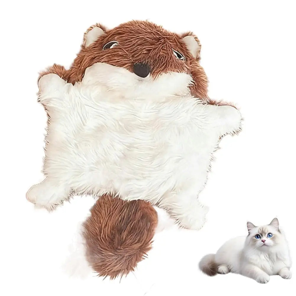 Cute Flying Squirrel Cat Toy Interactive Squeaking Plush Kitten Toys Moving Sound Pet Supplies for Cats Playing Training Vue A CN