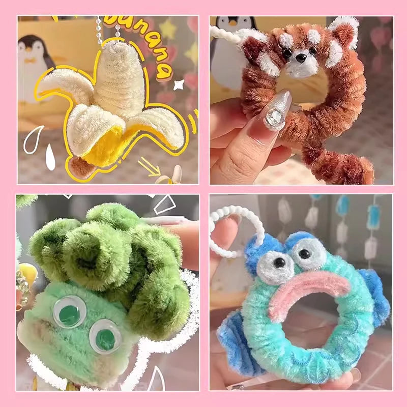 100PCS Handmade Twist Stick Colorful DIY Plush Stem Wired Twist Stick DIY Handmade Toy MateriaValentine's Day Birthday Gift Vue