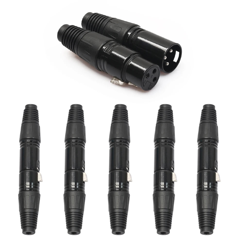 5Pairs Microphone Male and Female Plug Mini 3Pin XLR Audio Microphone Cable Connector Black Replacement for Audio Equipment Vue
