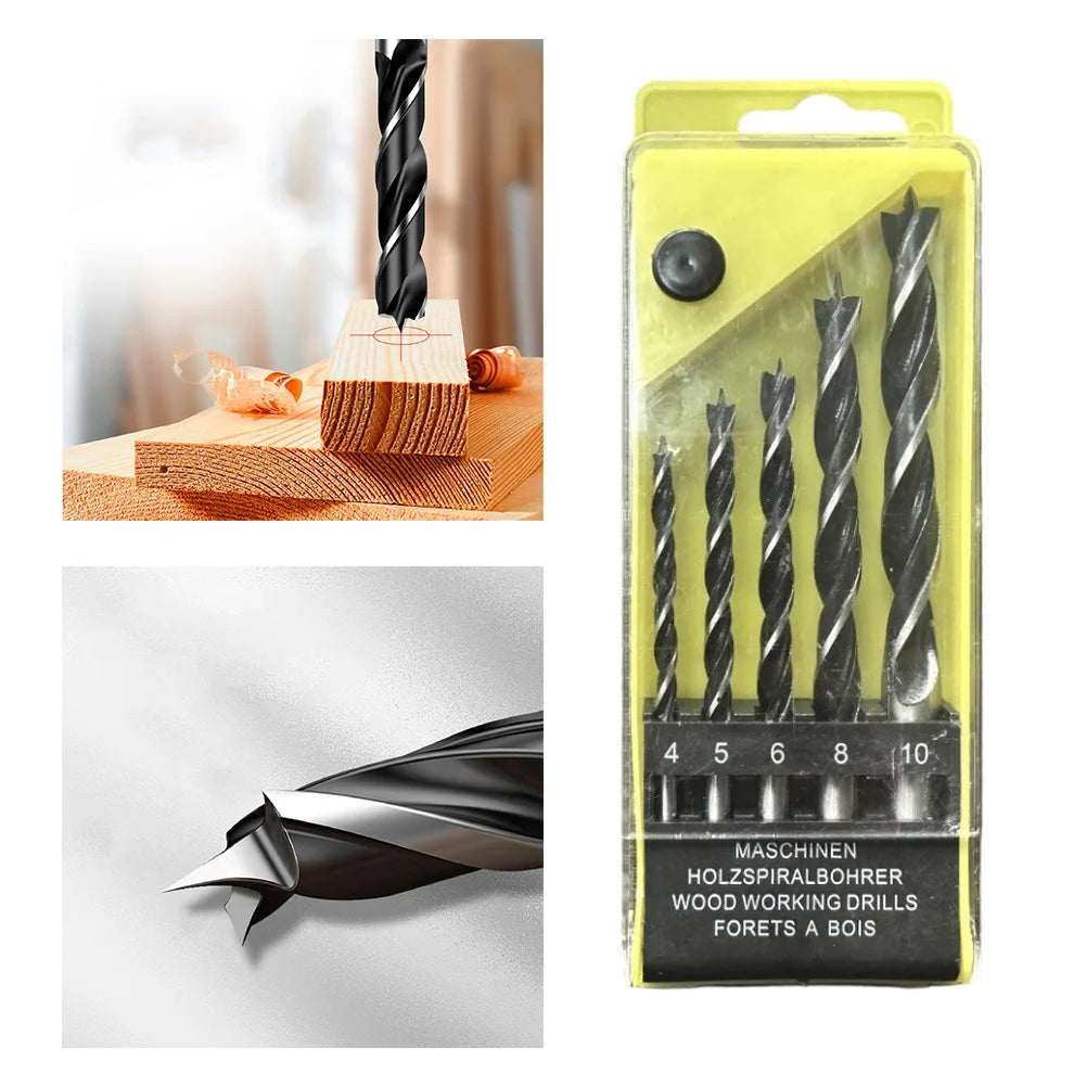 5-Piece Three-Point Woodworking Drill Bit Set 4–10mm Woodworking Drill Bit Set Vue