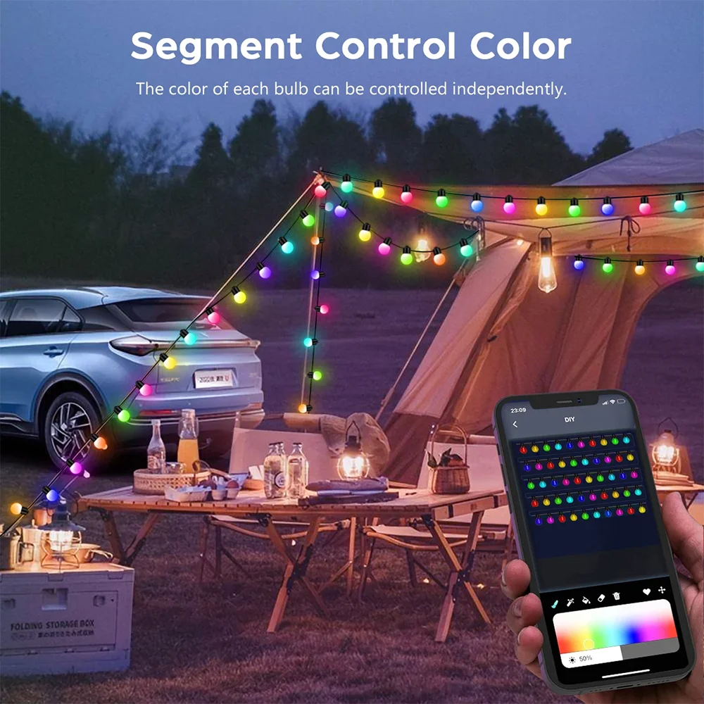 WS2812B RGB LED String Garland Light 10m 5m Smart IC APP Bluetooth Remote Fairy Lights Dreamcolor Garden Party Christmas Decor Vue