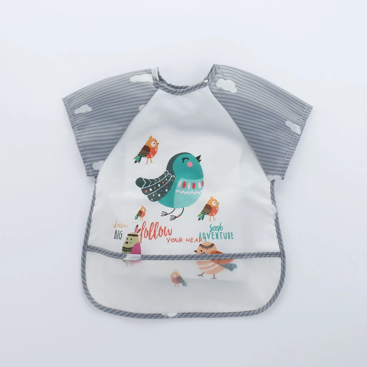 0-3Y Boys Girls Burp Clothes Smock Infant Baby Cartoon Sleeveless Waterproof Eating Toddler Art Apron Animal Smock Soft Baby Bib Vue B165 Colorful Birds 0-3Y