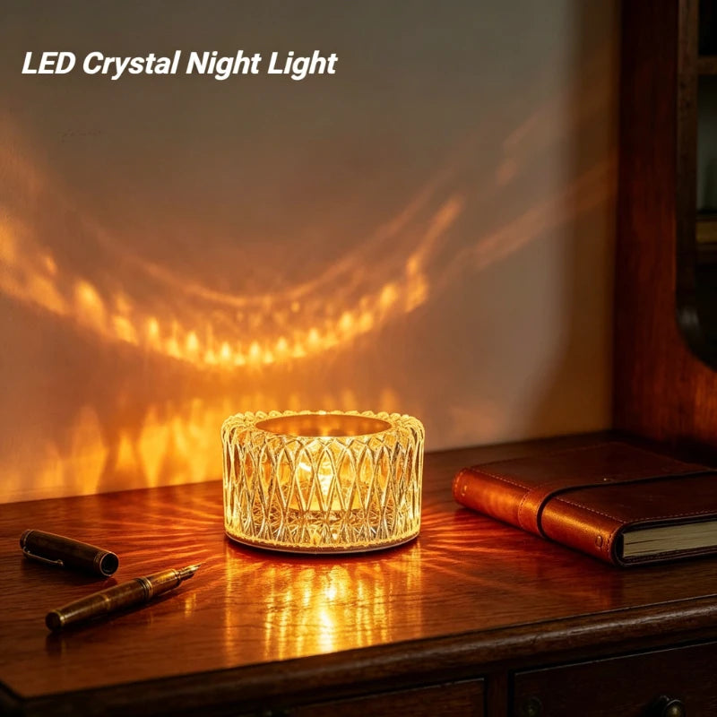RGB Touch Projection LED Crystal Table Lamp USB Powered Ambient Night Light for Bedroom Home Decoration Vue