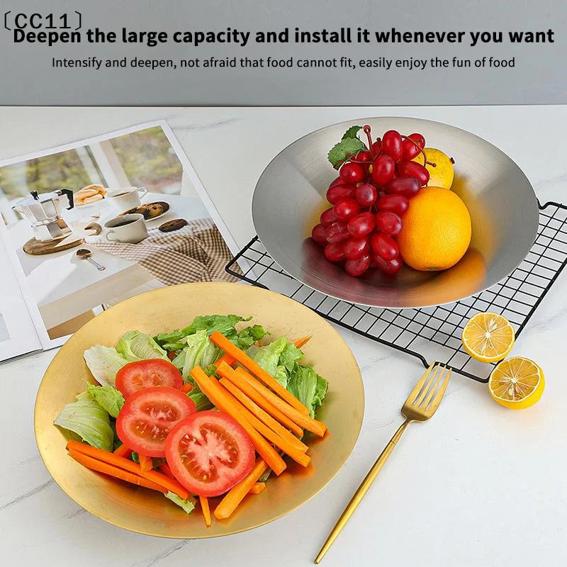 304 Stainless Steel Round Pasta Fruit Salad Serving Bowl Modern