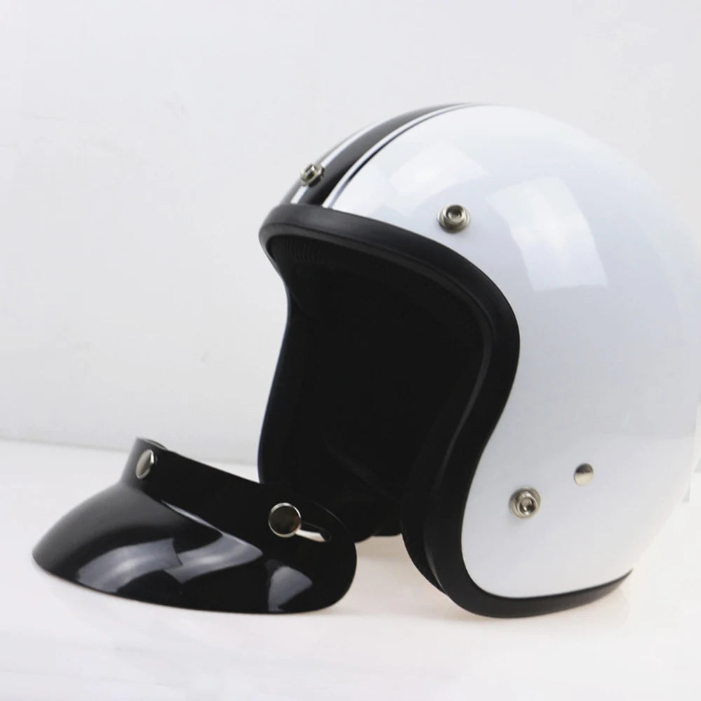 Universal Black 3-Snap Motorcycle Helmet Peak Lens Open Face Sun Shade Visor Shield Vue