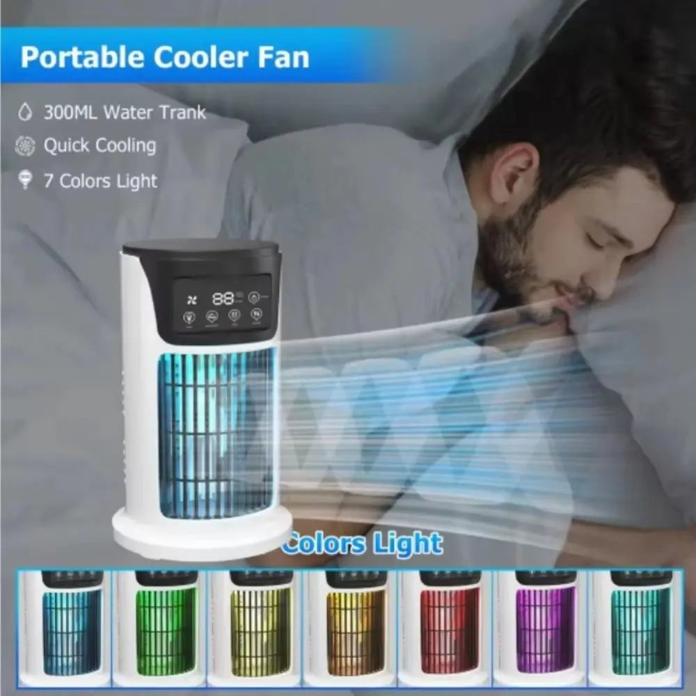6 Speeds Misting Fan Compact Design 300ML Water Tank Portable Air Conditioner Water Mist Atomization Low-Noise Operation Vue