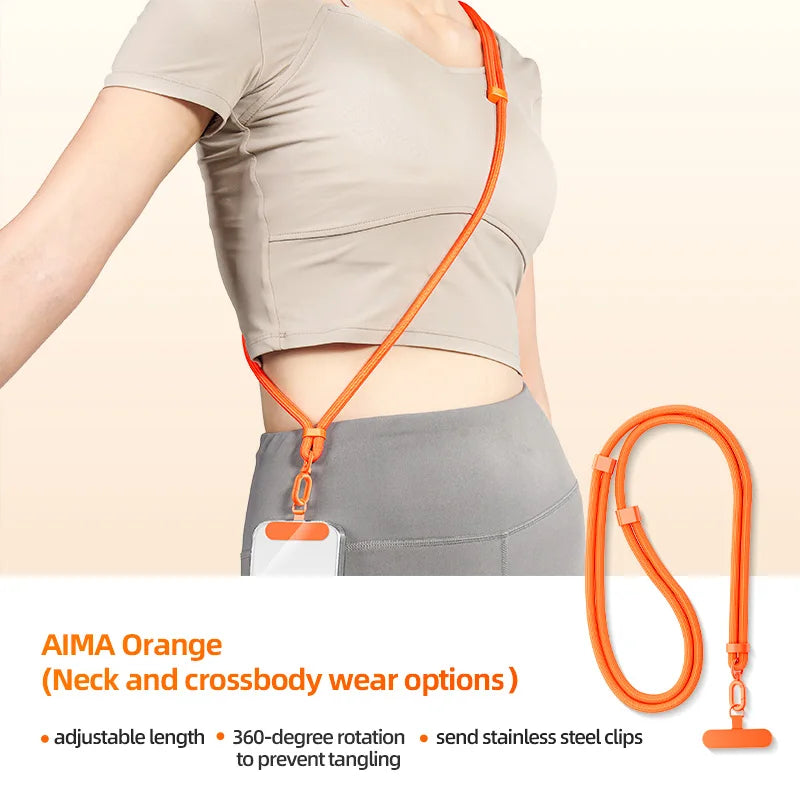 Phone Lanyard Adjustable Detachable Neck Cord Outdoor Universal Crossbody Strap Card Clip for Mobile Phone Case Vue Orange Nylon / Spandex