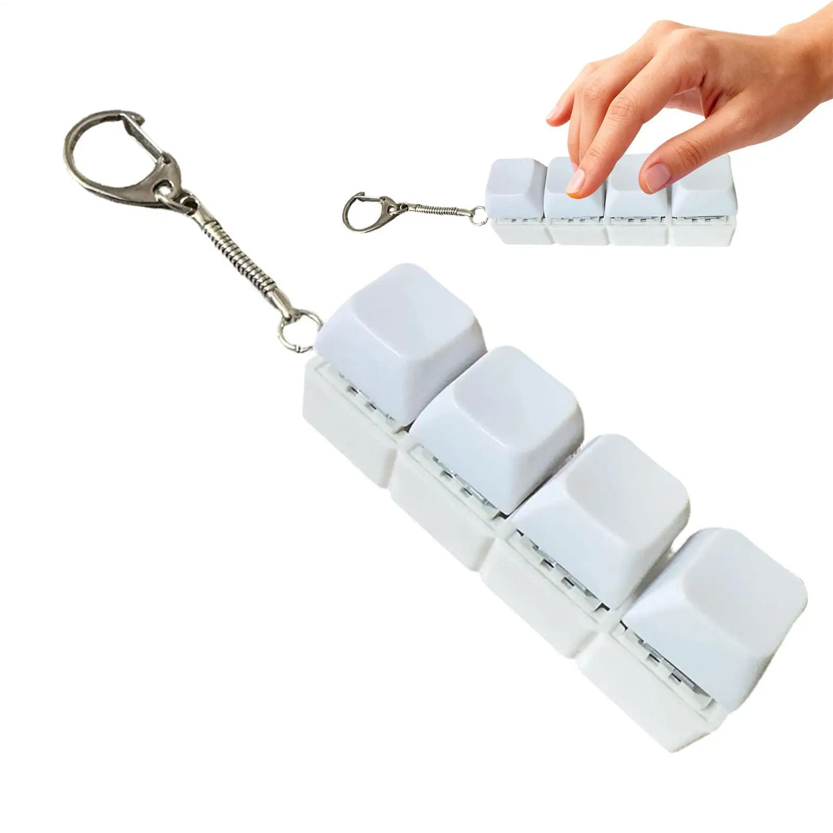4 keys Keyboard Fidget Portable Press Button Fun Keyboard Keychain Sensory Toys Key Button Clicker for Kids aldult Work Travel Vue