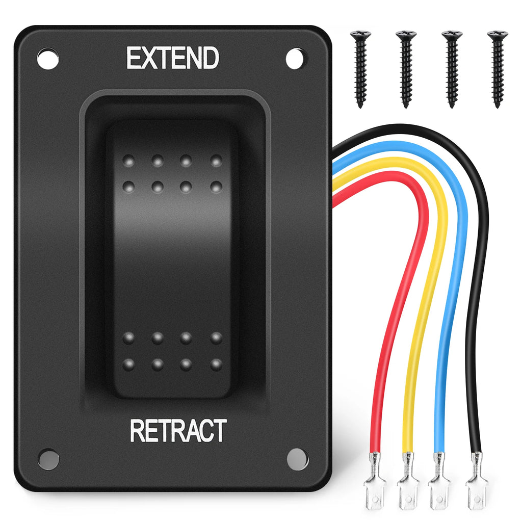 Nilight RV Electric Stabilizer Jack Switch Power Rocker Switches Extend Retract ON Off ON Momentary Waterproof with Harness for Trailer Boat Truck Linear Actuator Vue black United States