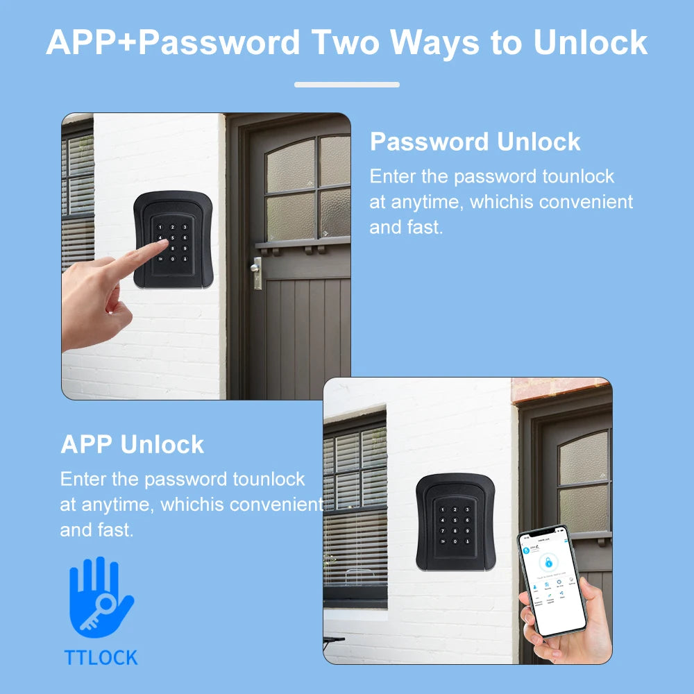 TTLock Wireless Key Box Waterproof Key Safe Security Intelligent Password Storage Box TTLock APP Unlock Anti-theft Pad Lock Vue