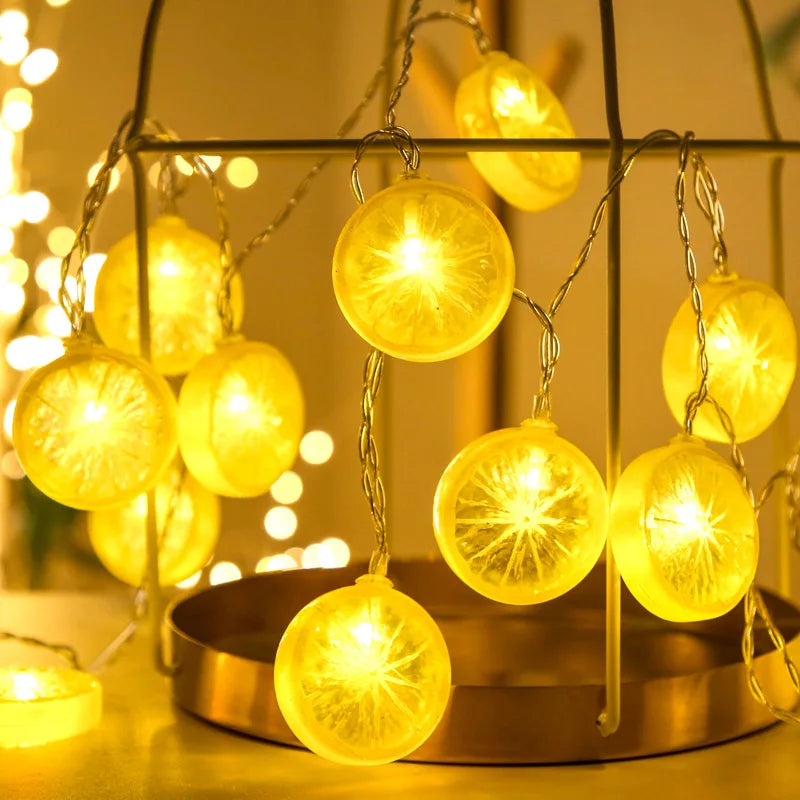 Happy New Year USB Lemon Led String Lights Indoor Atmosphere Christmas Decoration Room Battery Lights Party Waterproof 086 Vue