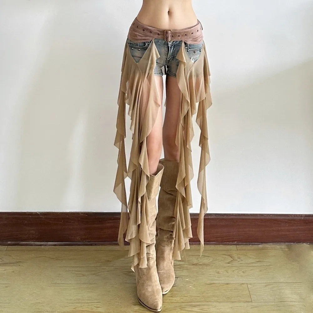 Fashion Irregular Ruffles Belts Women Long Tassel Adjustable Buckle