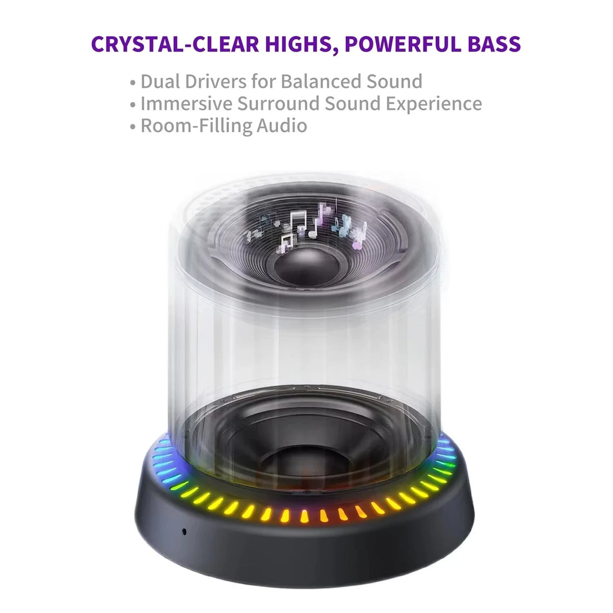Waterproof Bluetooth Speaker With Colorful LED Lights Strong magnetic Cup Portable Mini Bluetooth Speaker Vue