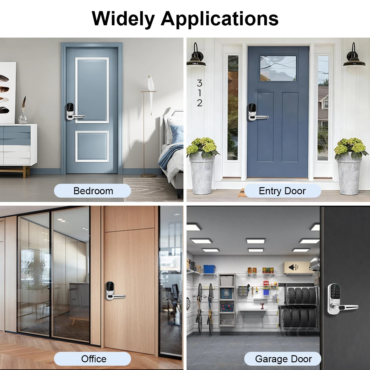Wifi Smart Door Lock APP/ Biometric Fingerprint / NFC/ Password /Keypads /Key Unlock/ USB Emergency Charger Electronic Lock Vue