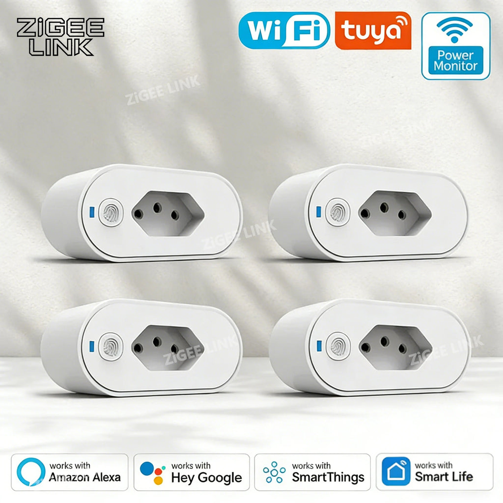 Tuya Wifi Socket Adaptador De Soquete Inteligente 16A Suporte Smart Life App control Alexa Google Home Controle vioce Vue