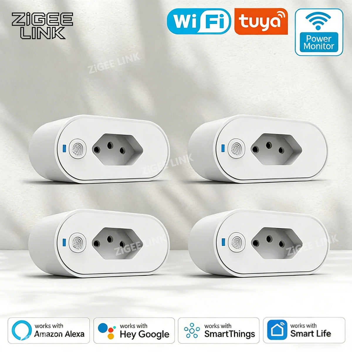 Tuya Wifi Socket Adaptador De Soquete Inteligente 16A Suporte Smart Life App control Alexa Google Home Controle vioce Vue