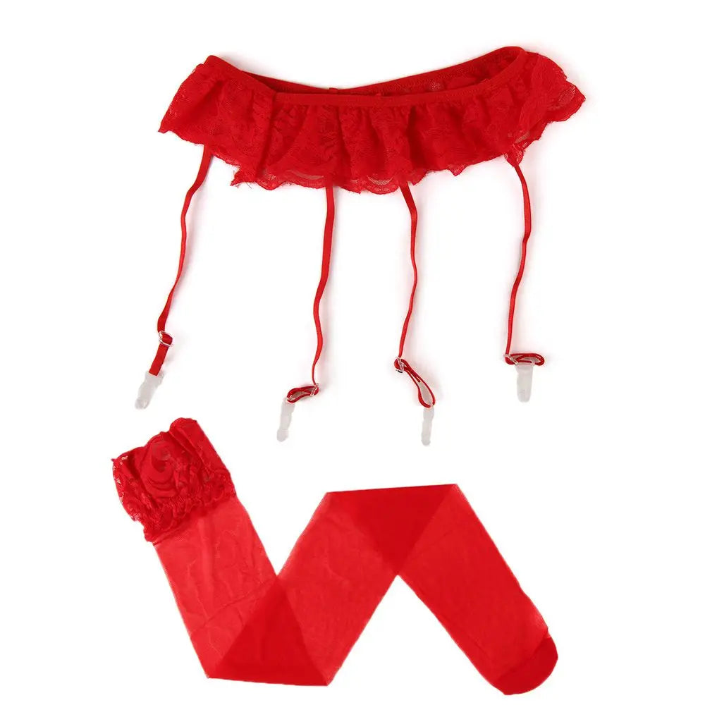 Womens Stylish Lace Thigh-highs Stockings Socks+suspender Garter Belt