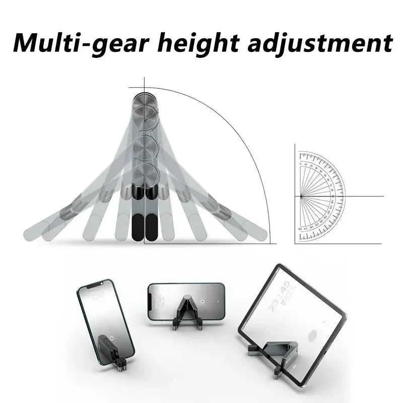 T1 Universal Mini Size Aluminum Portable Folding Desk Mount Holder Bracket Mobile Phone Cradle Foldable Stand for Cellphone Vue