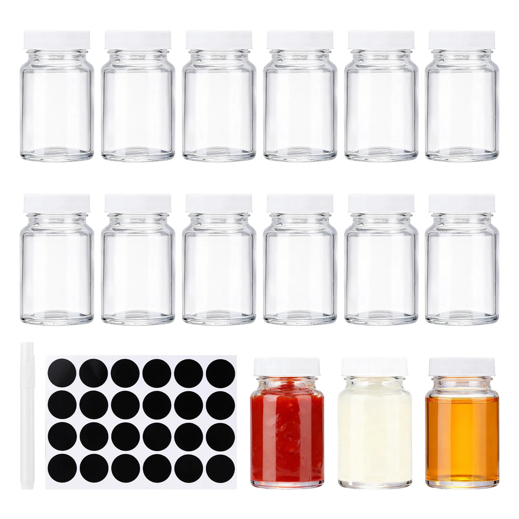15-Pack 60ml Refillable Glass Mini Jars with Labels & Pen Glass Storage Jars Vue China Mainland