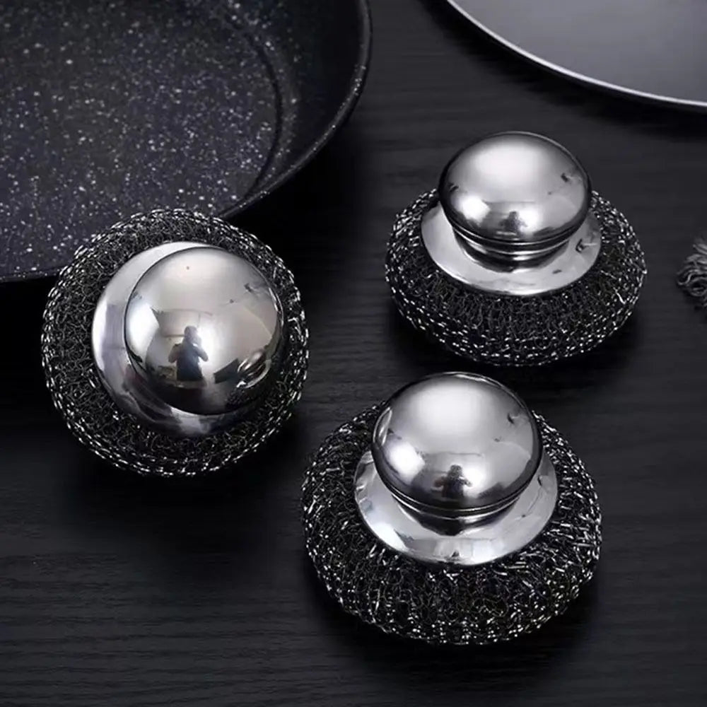 6Pcs Replaceable Brush Heads Stainless Steel Scrub Brushes Set Ergonomic Grip Durable Metal Scrubber Dirt Removal Rust Removal Vue