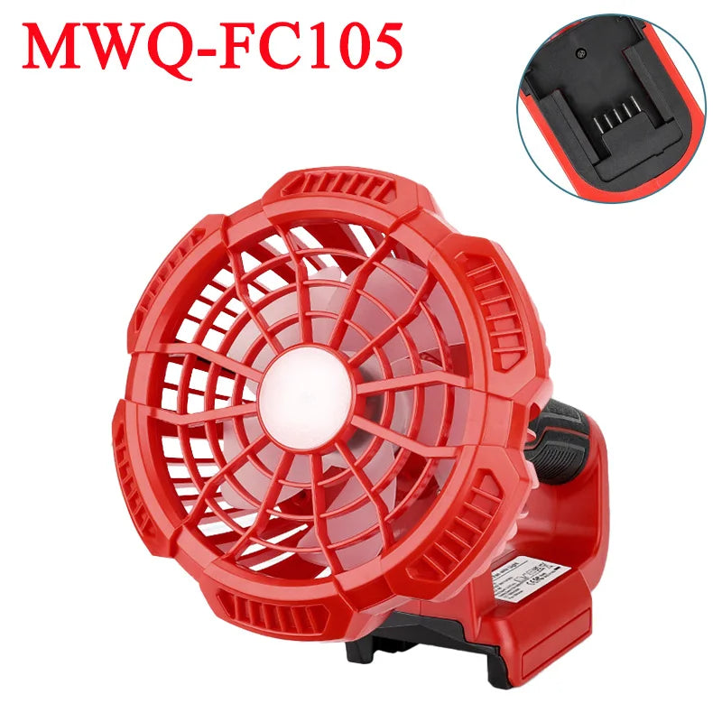 Portable Handheld Fan Rechargeable Camping Fan for Milwaukee 18V Batteries with Remote Control, 3 Wind Speed/Light Adjustable Vue MWQ-FC105