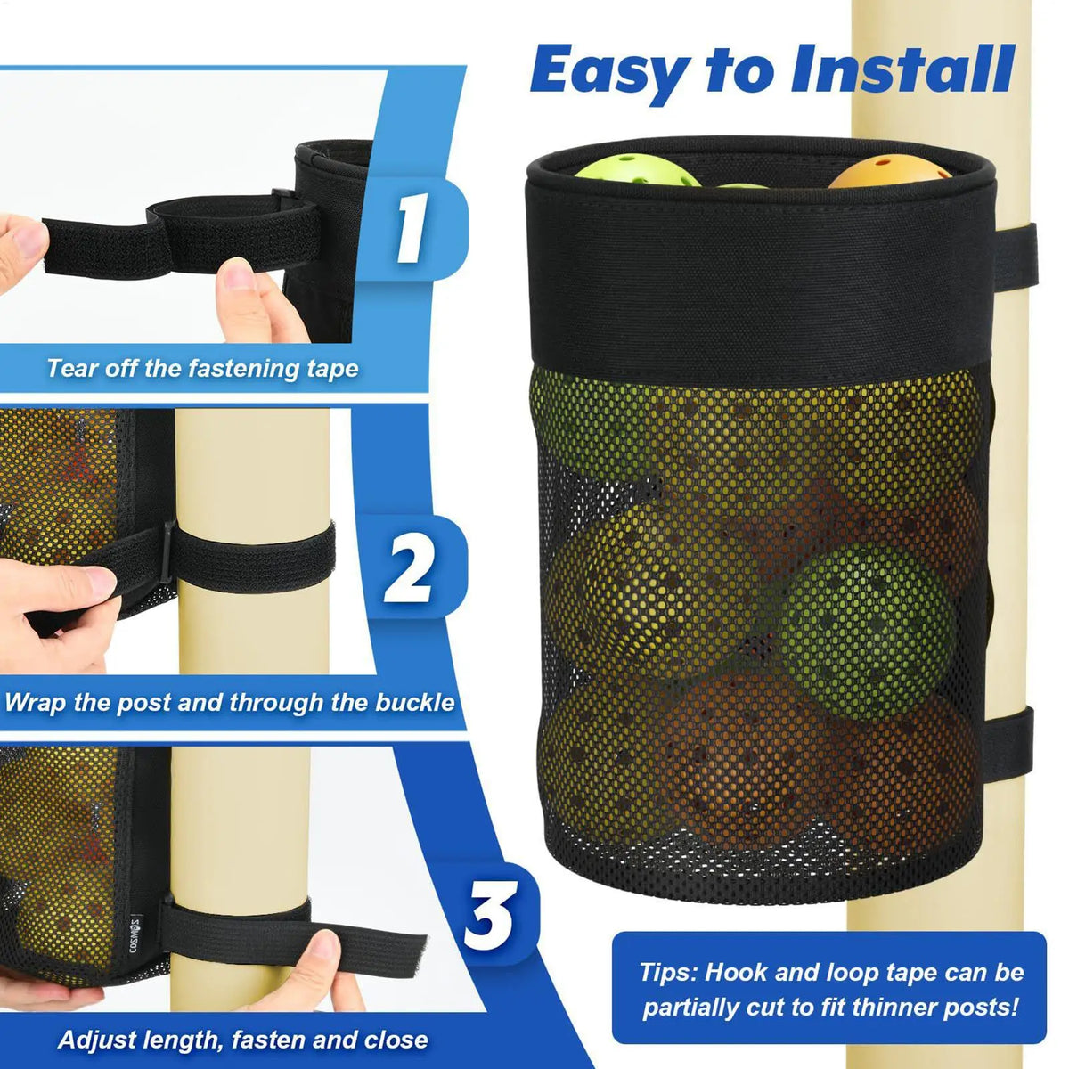 Pickleball Holder Bag Large Capacity Foldable Pickleball Organizer Pouch Ball Storage Bag for Men Women Boys Girls Youth Teens Vue