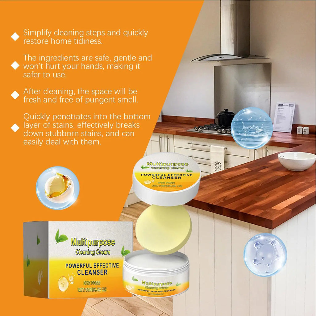 Multipurpose Cleaner Cream Powerful Decontamination Kitchen Paste Stain Remover Stain Polishing Cream for Kitchen Bathroom Vue
