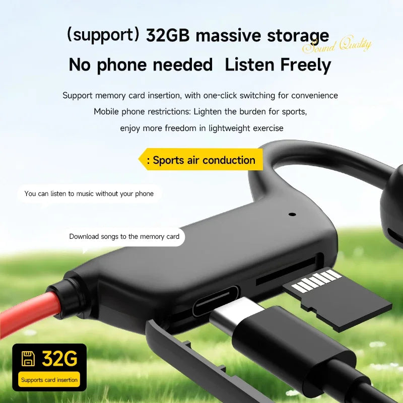 Bone Conduction Bluetooth Earbuds IPX8 Running Sports Waterproof Over-Ear Style Long Battery Life Low Noise With Mic Vue
