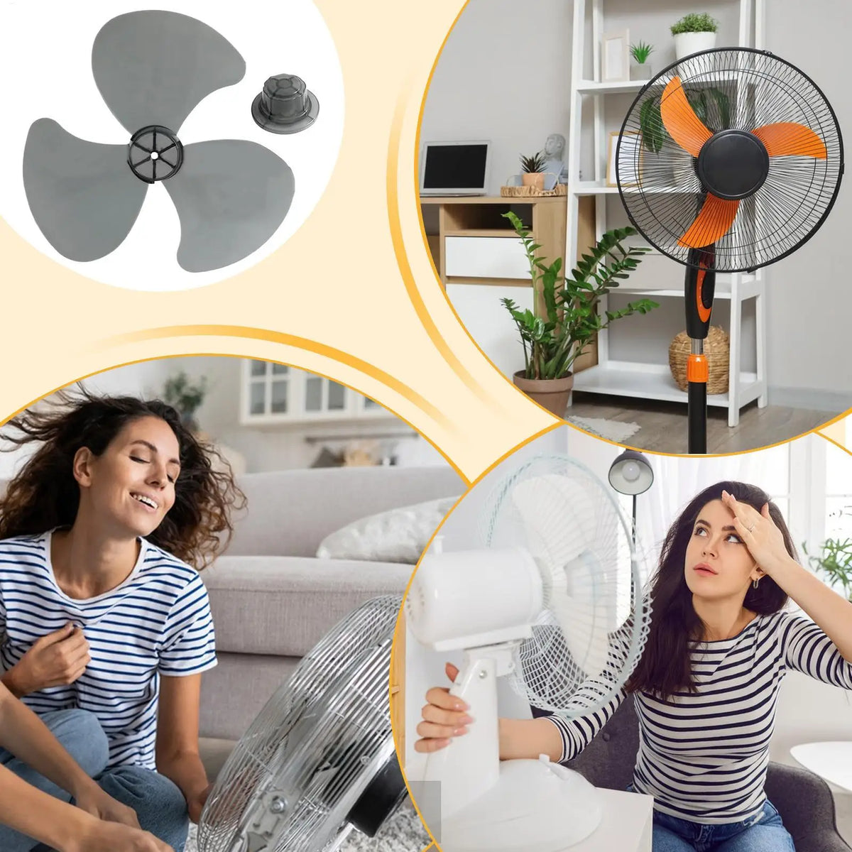 Powerful 3-Blade Fan Propeller Replacement parts Universal Ventilador Blades for Stand wall Fan, Durable Replacement accessory Vue