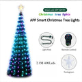Christmas Star Tree Lights RGB LED, Bluetooth APP Controlled Fairy Lights with Remote Control Timer for Xmas Home Decoration Vue RGB 2.1M 400LED EU
