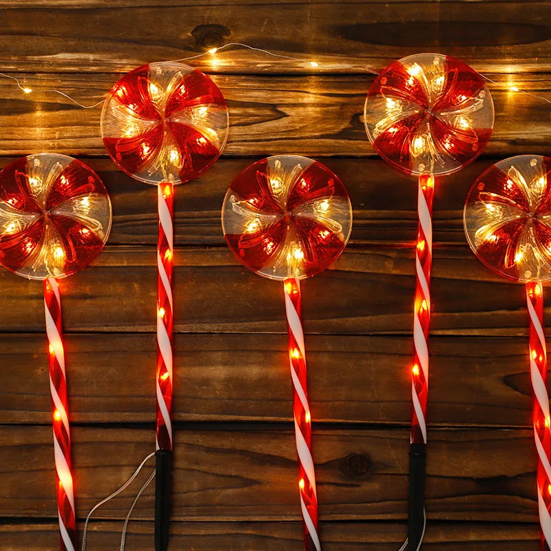Lollipop Lights Christmas Outdoor 5 Pack Candy Cane Lights Outdoor Pathway 8 Modes Solar Peppermint Lights Yard Garden Vue