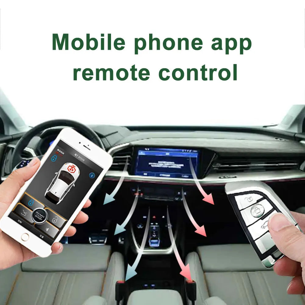 NEW Universal Car SmartPhone Control PKE Car Alarm System Passive Auto Central Locking Car Door Keyless Push Remote Button G6228 Vue
