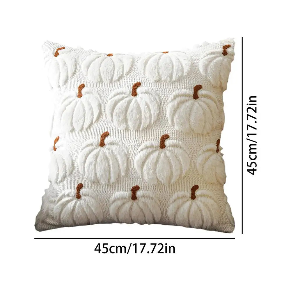 Pumpkin Fall Decorative Pillow Covers - Seasonal Throw Pillowcases for Couch, Sofa, Bed, Car and Photo Backdrop Vue White