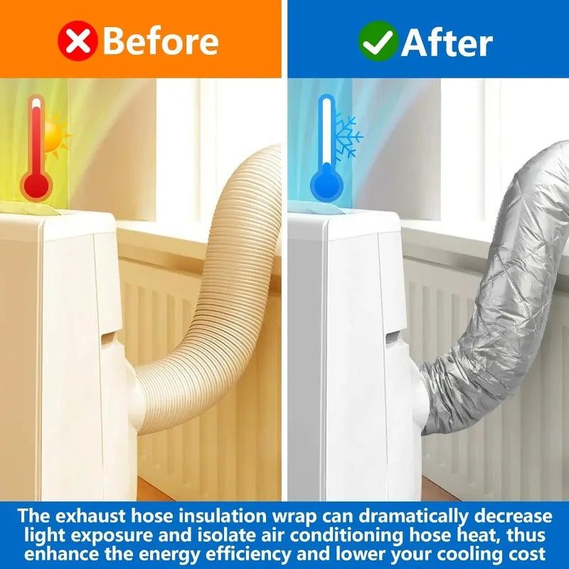 Portable Universal Fit AC Exhaust Pipe Thermal Wrap Insulating Protective Sleeve for Portable Air Conditioner Hose Vue