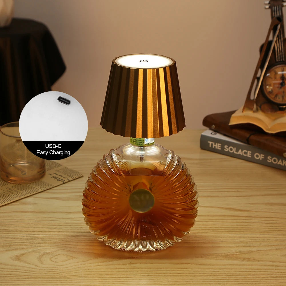 Rechargeable LED Wine Bottle Lamp | Touch Dimmer, Cordless Decorative Bottle Lamp Vue
