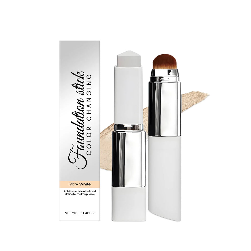 Dual-Action Color-Changing Foundation Stick - Skin-Nourishing, Lightweight Matte Finish, All-in-One Portable Makeup Stick Vue Ivory White