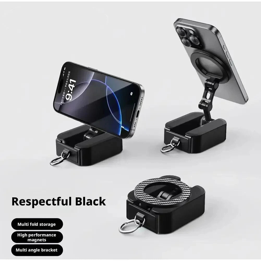 Magnetic Phone Stand Mount Foldable Extendable Portable Travel Holder for Desk Airplane Train Magnet Travel Phone Holder Vue black
