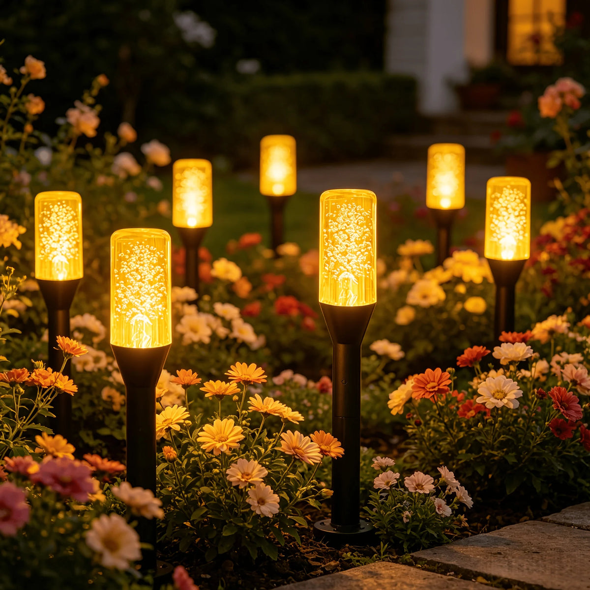 10/20Pcs Warm White/White/Colorful Solar Bubble Stick Ground Lights, 8 Modes Auto Sensor Garden Yard Lawn Pathway Lights Vue