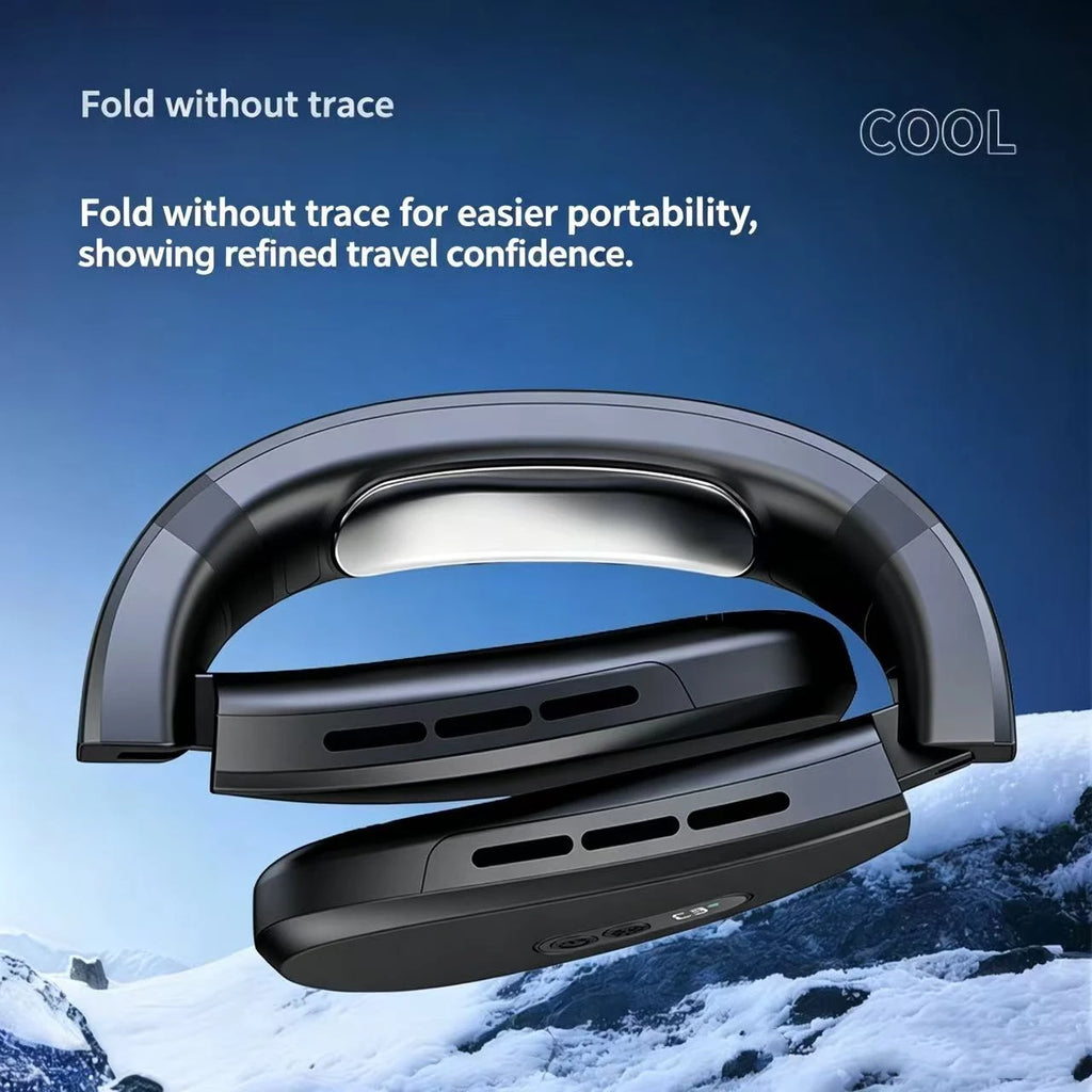 Foldable Portable Neck Fan 5000mAh Neck Air Conditioner Rechargeable Semiconductor Cooling Fan Outdoor Personal Fan Wearable Coo Vue