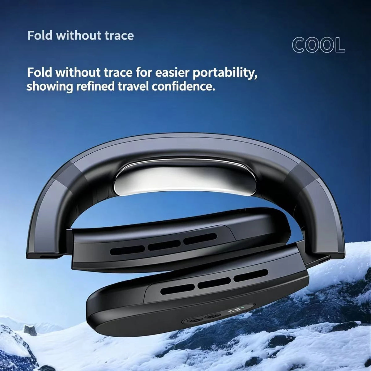 Foldable Portable Neck Fan 5000mAh Neck Air Conditioner Rechargeable Semiconductor Cooling Fan Outdoor Personal Fan Wearable Coo Vue