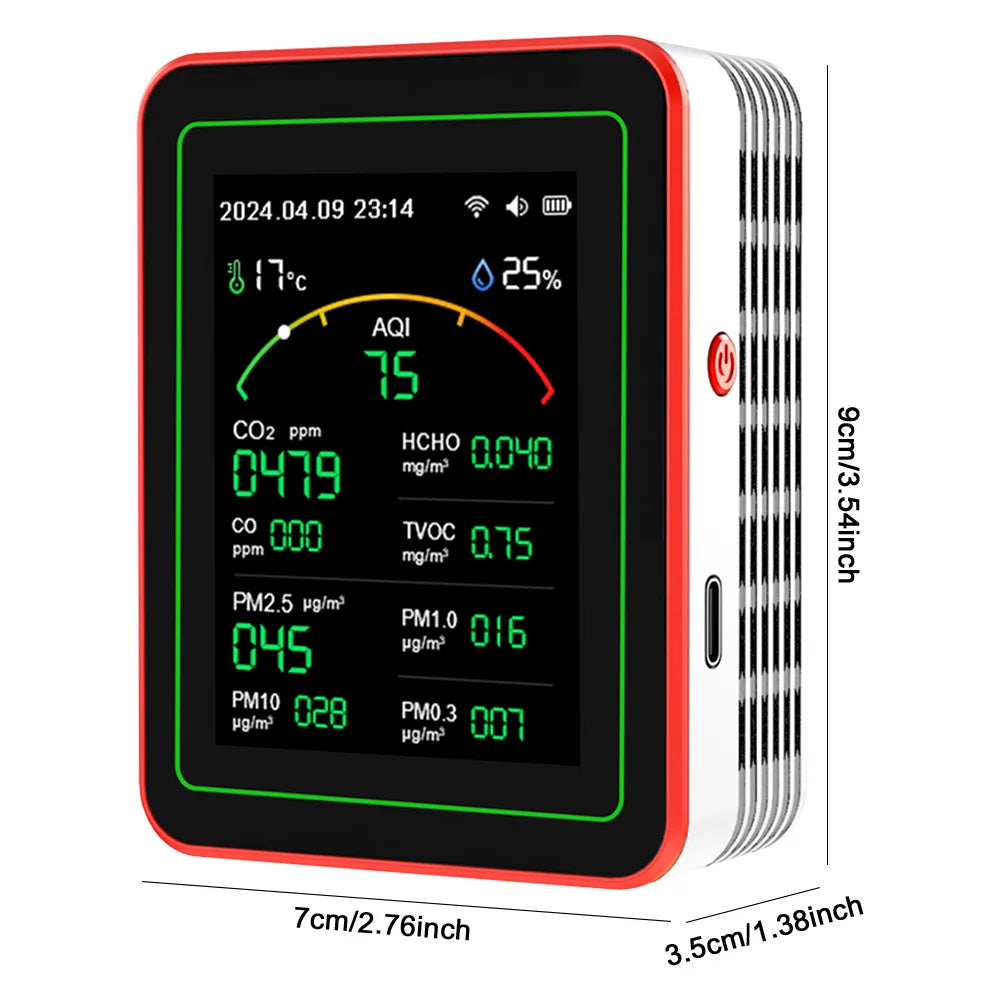 WiFi 15 in 1 Air Quality Detector TFT Display Indoor Air Quality Monitor APP Control Portable AQI PM0.3 PM1.0 PM2.5 PM10 Tester Vue
