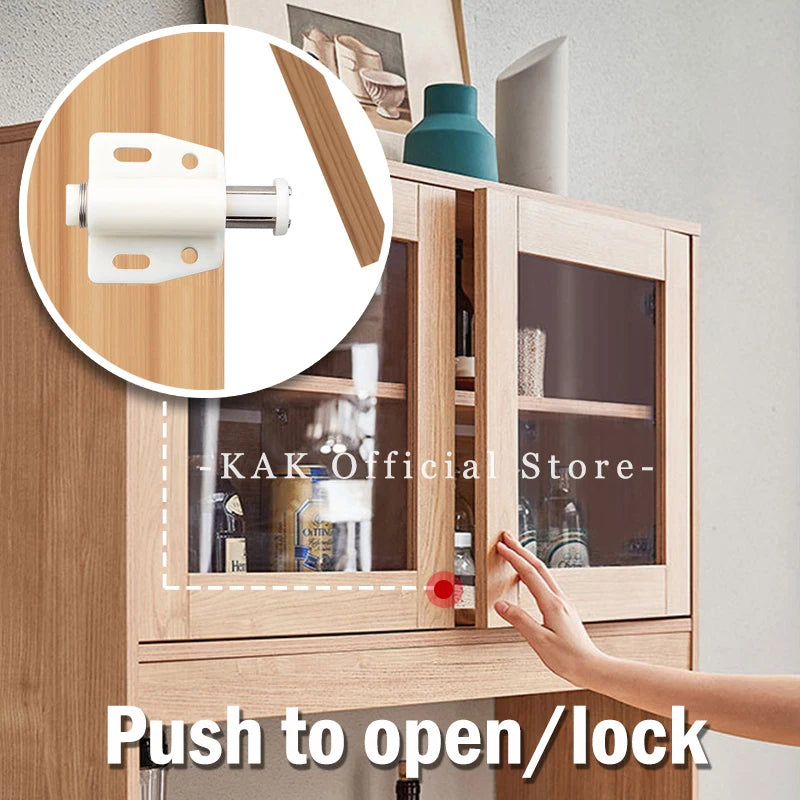 KAK 4PCS Push to Open Cabinet Catches Magnetic Heavy Duty Push Latch Lock Hidden Handle for Kitchen Cabinets Drawer Hardware Vue