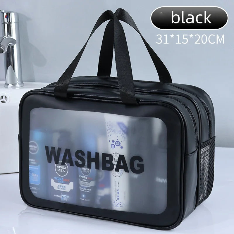 New Thick Dry-Wet Separation Partition Toiletry Bag Portable Double-Layer Cosmetic Storage Bag for Travel Beach Pool Bathing Vue black