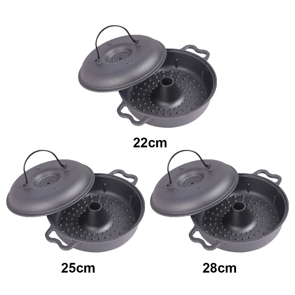 Cast Iron Roasted Sweet Potato Pan W/Lid Garlic Baker for Picnic Camping Patio Backyard Cooking Vue