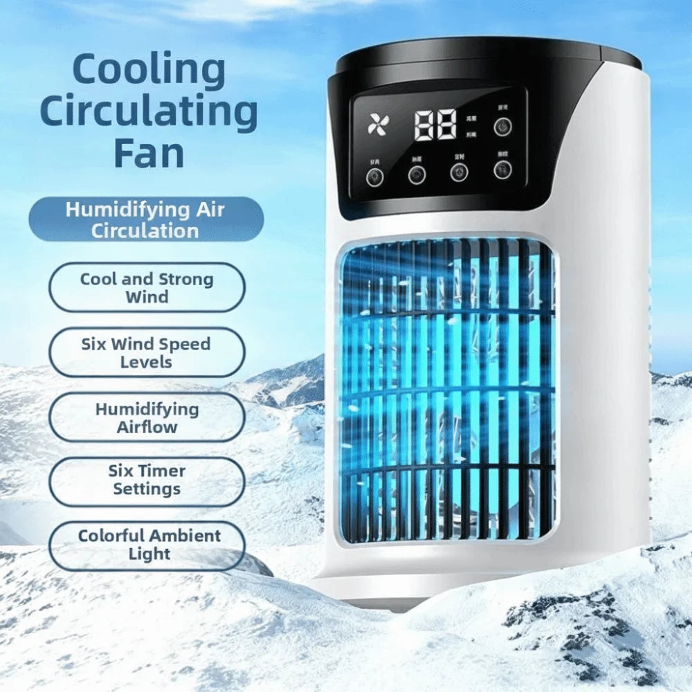 6 Speeds Misting Fan Compact Design 300ML Water Tank Portable Air Conditioner Water Mist Atomization Low-Noise Operation Vue