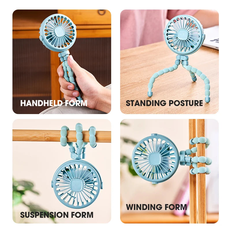 HOMEFISH Portable Baby Stroller Fan Oscillating Clip-on Mini USB Vue